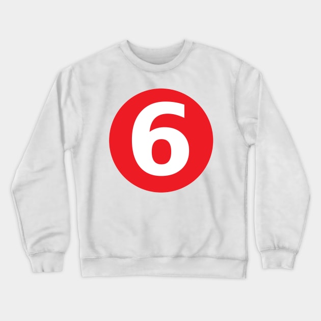 Number 6 Big Red Dot Letters & Numbers Crewneck Sweatshirt by skycloudpics